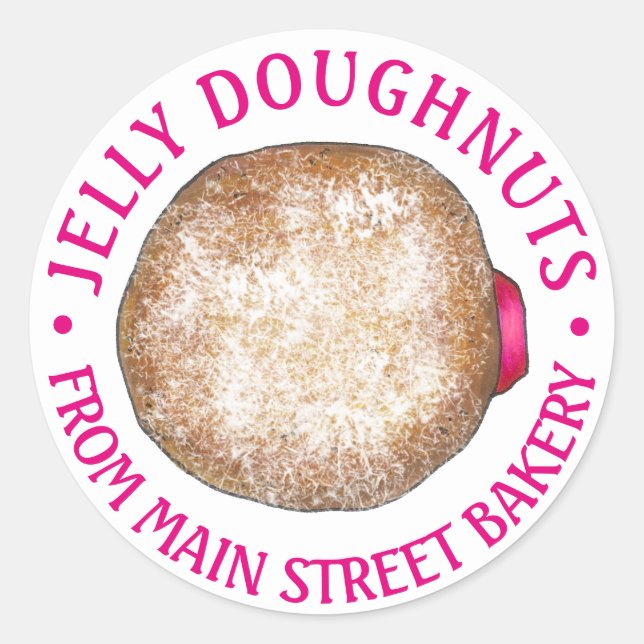 Hausgemachte Jelly Donuts Doughnut Bakery gebacken Runder Aufkleber (Vorderseite)
