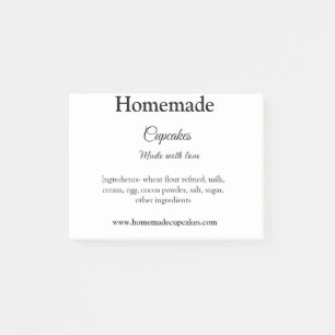 Hausgemachte Kuchen mit Liebe hinzufügen Text Webs Post-it Klebezettel