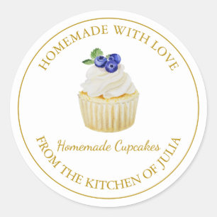 hausgemachte Liebe Blueberry Cupcake Label weiß Runder Aufkleber