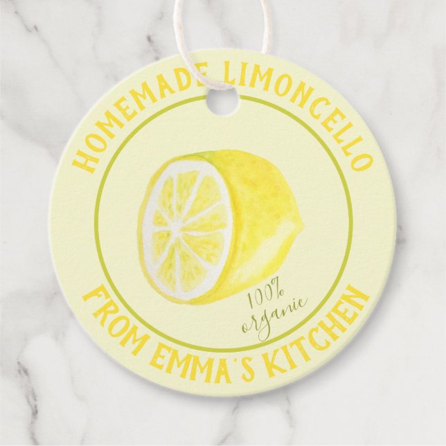 Hausgemachte Limoncello - 100% Bio Geschenkanhänger (Vorderseite)
