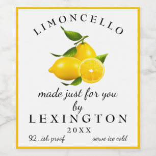 hausgemachte Limoncello Tall Flasche   Weinetikett