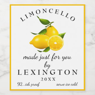 hausgemachte Limoncello Tall Flasche | Weinetikett