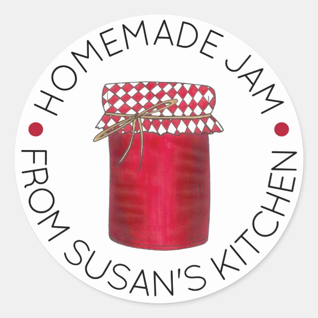 Hausgemachte Marmelade Jelly Fruchtreserven aus de Runder Aufkleber (Vorderseite)