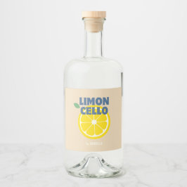 Hausgemachte moderne helle Beige Limoncello Alkoholflaschenetikett