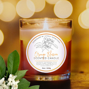 Hausgemachte orange Blütenkerzen Runder Aufkleber