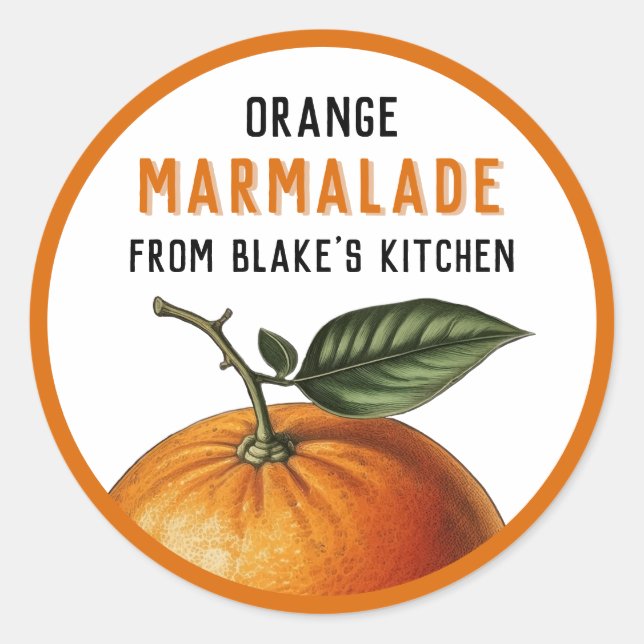 Hausgemachte Orangenmarmelade-Konservenmarken Runder Aufkleber (Vorderseite)