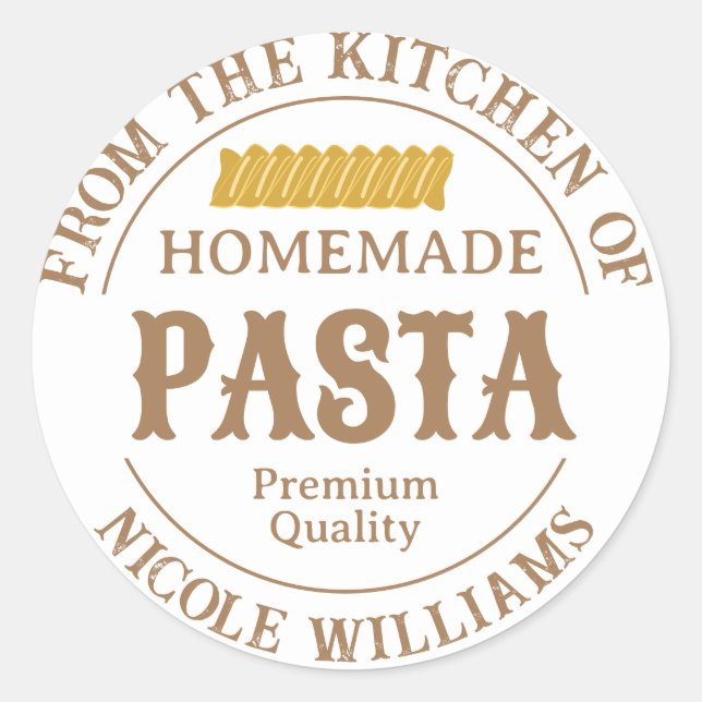 hausgemachte Pasta Personalisierte Etikettenaufkle Runder Aufkleber (Vorderseite)