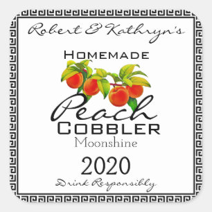 Hausgemachte Peach Cobbler Moonshine Personalisier Quadratischer Aufkleber