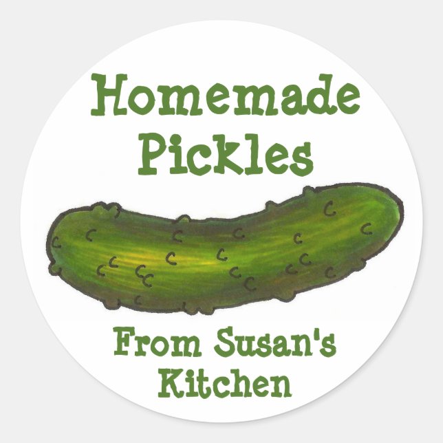 Hausgemachte Pickles Personalisiert grünes Dill Pi Runder Aufkleber (Vorderseite)