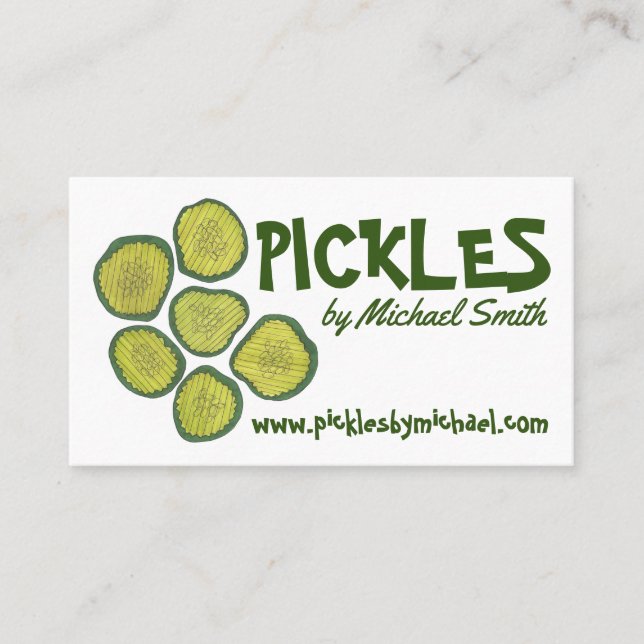 Hausgemachte Pickles Sweet Chips Dill Pickle Shop Visitenkarte (Vorderseite)