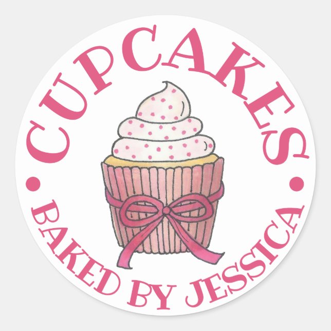 Hausgemachte Pink Cupcake Sprinkles mit Liebe von Runder Aufkleber (Vorderseite)