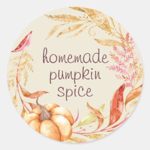 Hausgemachte Pumpkin Gewürzfolie Antikes Weiß Runder Aufkleber