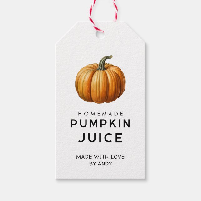 Hausgemachte Pumpkin-Saft-Konservenmarke Geschenkanhänger (Vorderseite)
