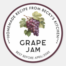 Hausgemachte Red Grapes Jam Pantry Labels Runder Aufkleber