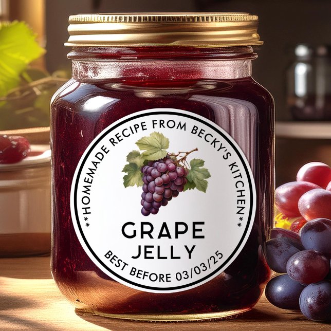 Hausgemachte Red Grapes Jelly-Konservenetikett Runder Aufkleber (Von Creator hochgeladen)