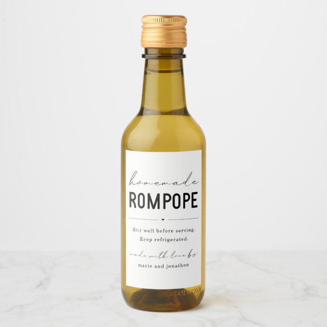 hausgemachte Rompope-Flaschenetikett Weinetikett (Vorderseite)