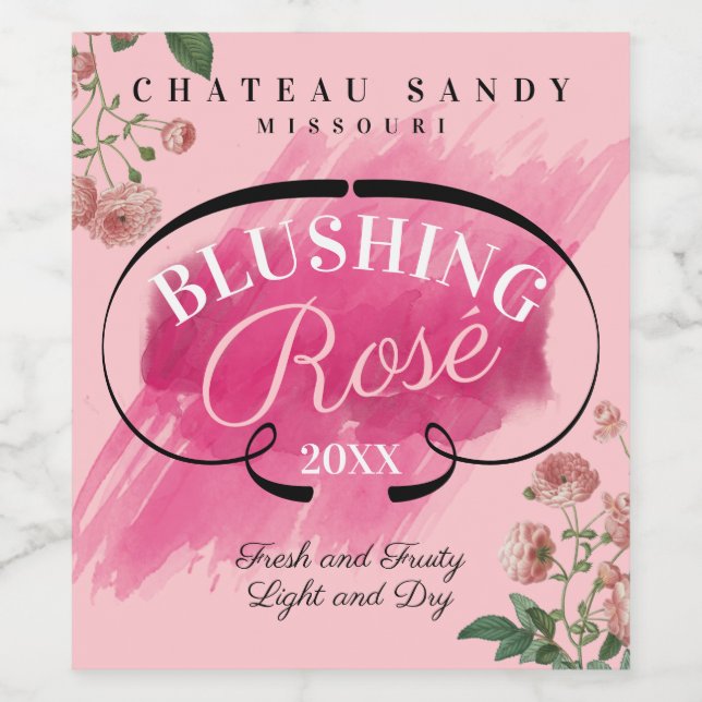 Hausgemachte Rose Rose personalisiert Weinetikett (Einzelnes Label)