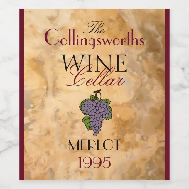Hausgemachte Rote Merlot Personalisierte Weinflasc Weinetikett (Einzelnes Label)