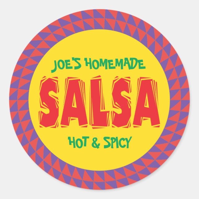 Hausgemachte Salsa farbige Konservenjacelmarke Runder Aufkleber (Vorderseite)