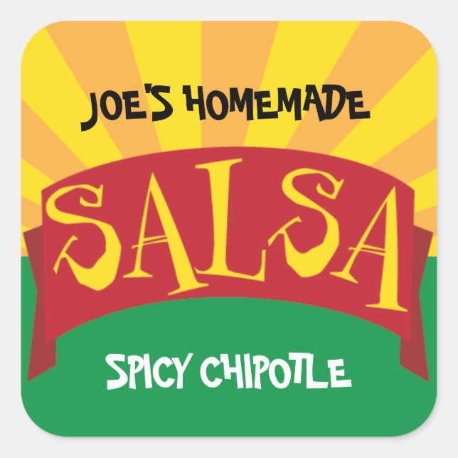 Hausgemachte Salsa-Konservenmarke mit Rochen Quadratischer Aufkleber (Vorderseite)