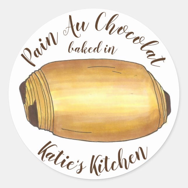 Hausgemachte Schokolade Croissant Pain Au Chocolat Runder Aufkleber (Vorderseite)