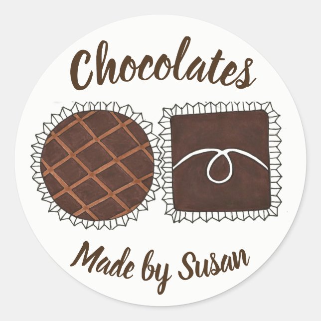 Hausgemachte Schokolade Personalisiert Chocolatier Runder Aufkleber (Vorderseite)