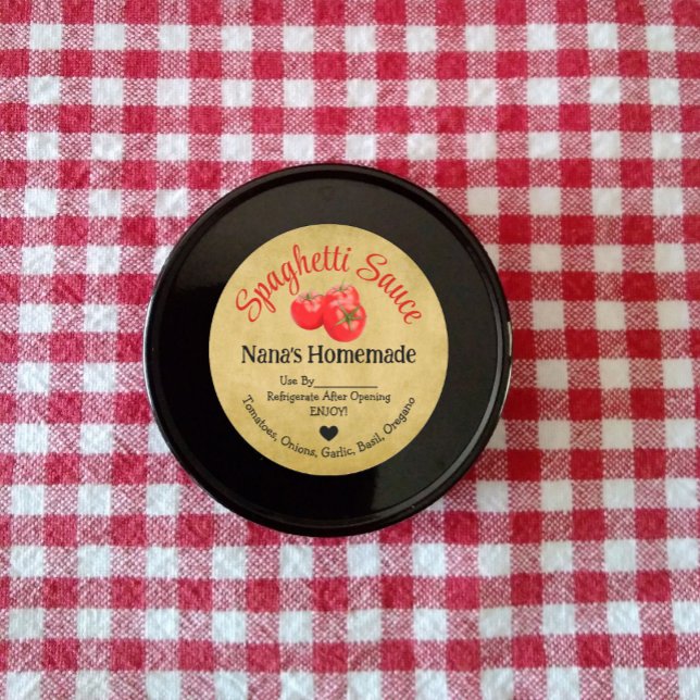 hausgemachte Spaghetti Sauce Produktaufkleber (Von Creator hochgeladen)