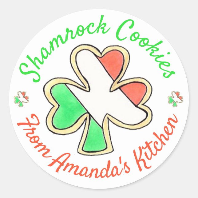 Hausgemachte St. Patrick's Day Kleeblatt Cookies g Runder Aufkleber (Vorderseite)
