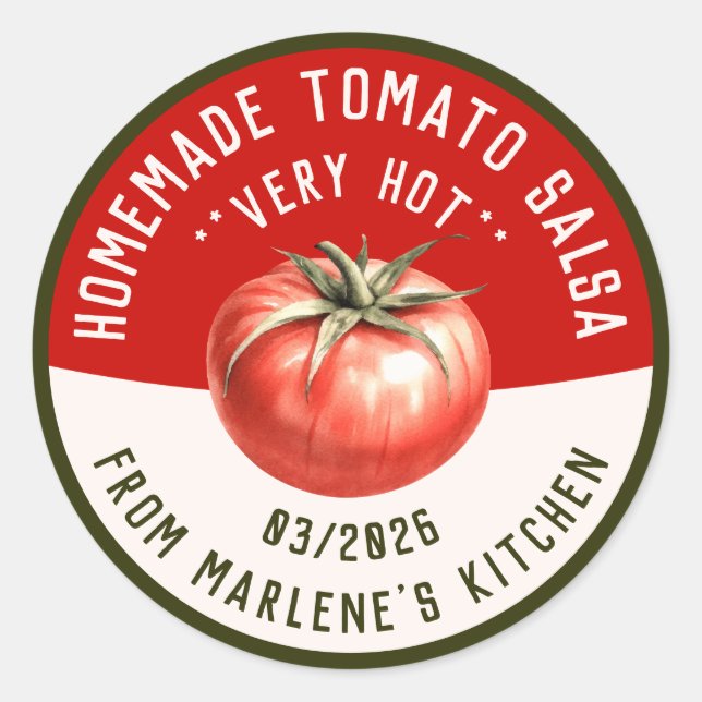 Hausgemachte Tomaten-Kochsalzlösung mit zwei Farbe Runder Aufkleber (Vorderseite)