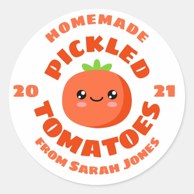 hausgemachte Tomaten Runder Aufkleber (Vorderseite)