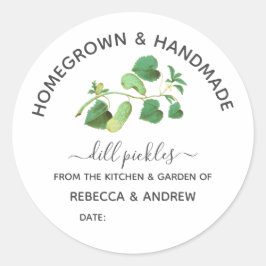 Hausgemachte und handgefertigte Dill-Pickle-Kraft- Runder Aufkleber