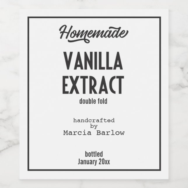 Hausgemachte Vanilla Extract Lrg Food & Beauty Lab Weinetikett (Einzelnes Label)