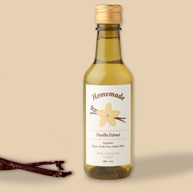 Hausgemachte Vanilla Extrahieren Flaschenetikett Weinetikett (Homemade Vanilla Extract Bottle Label Sticker)