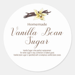 Hausgemachte Vanilla-Zuckermarke, Vanilla-Bohnenpa Runder Aufkleber