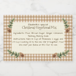 Hausgemachte Weihnachtsgebäck Mix Gingham Pine Con Lebensmitteletikett