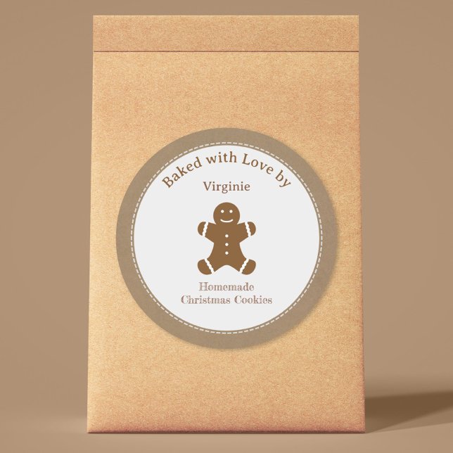 Hausgemachte Weihnachtskekse Lebkuchen Mann Sticke Runder Aufkleber (Homemade Christmas Cookies Gingerbread Man Sticker)