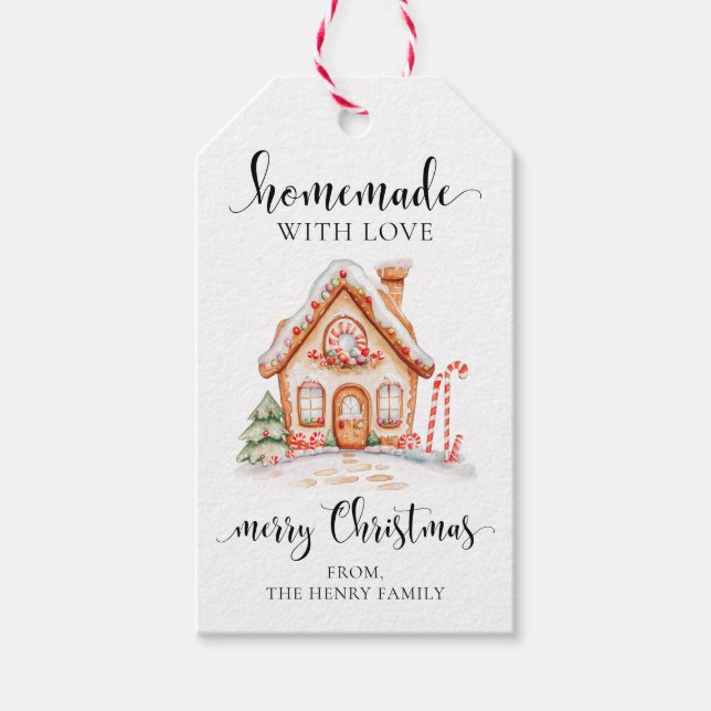 Hausgemachte Weihnachtsmarken mit Liebe Geschenkanhänger (Vorderseite)