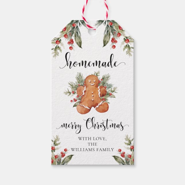 Hausgemachte Weihnachtsmarken mit Liebe Geschenkanhänger (Vorderseite)