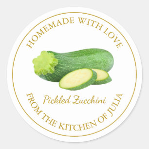 Hausgemachte Zucchini-Pickle weiß Runder Aufkleber