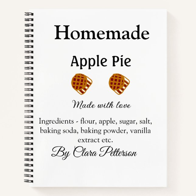 Hausgemachter Apfelkuchen aus Liebe mit Zutaten Notizbuch (Vorderseite)