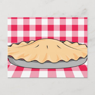 hausgemachter Kirschkuchen auf karierten Untergrün Postkarte