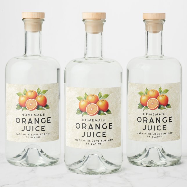 Hausgemachter Orangensaft Alkoholflaschenetikett (Flaschen)