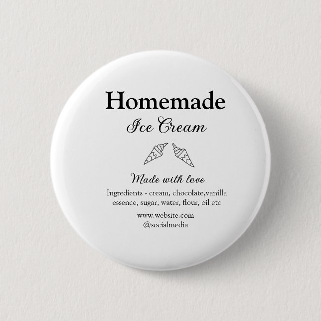 Hausgemachtes Eis und Zutaten aus Liebe Button (Vorderseite)