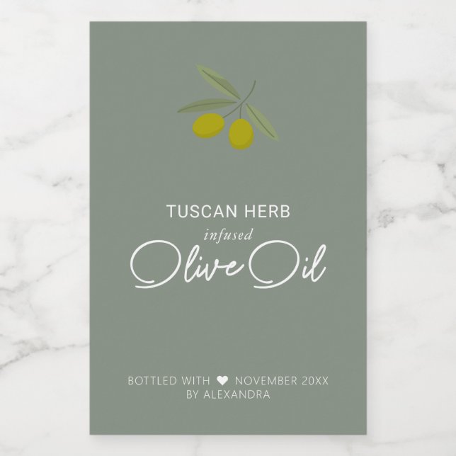 Hausgemachtes Etikett für Olivenöl (Einzelnes Label)