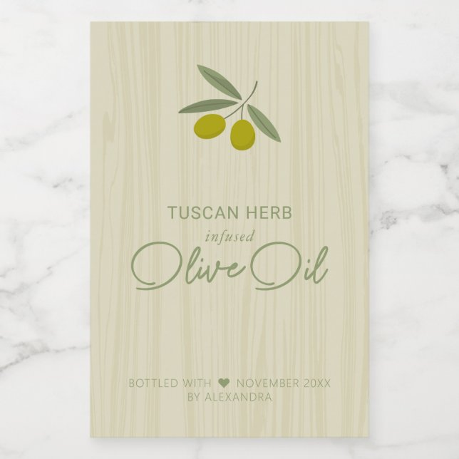 Hausgemachtes Etikett für Olivenöl (Einzelnes Label)