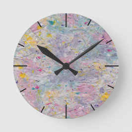 Hausgemachtes Papier mit farbigen Pulsakzenten Runde Wanduhr