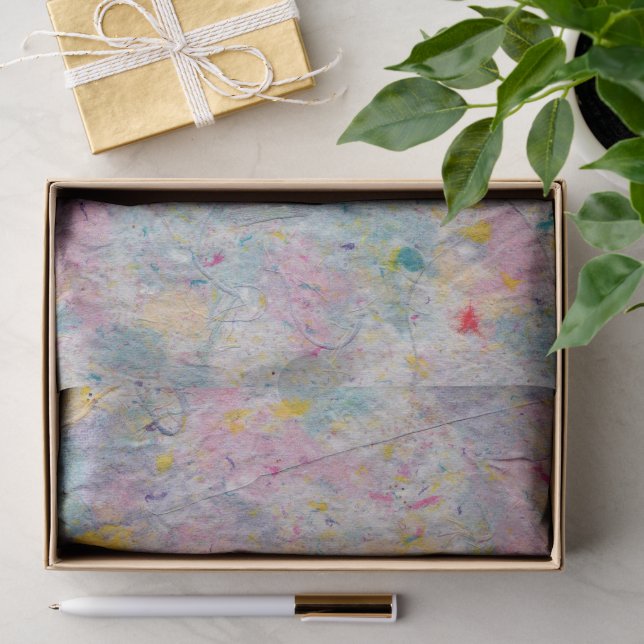 Hausgemachtes Papier mit farbigen Pulsbildern (Geschenk)