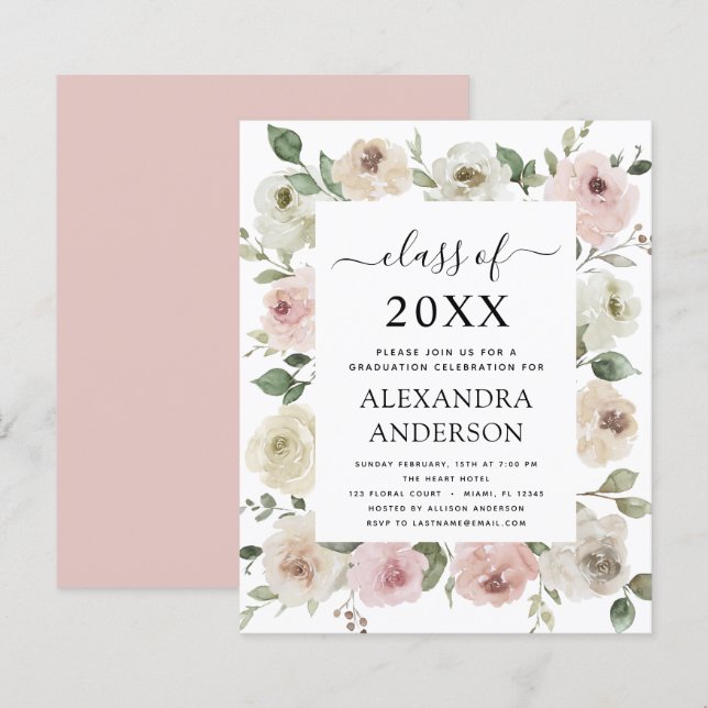 Haushalt 2022 Rose rosa Abschluss floral (Vorne/Hinten)