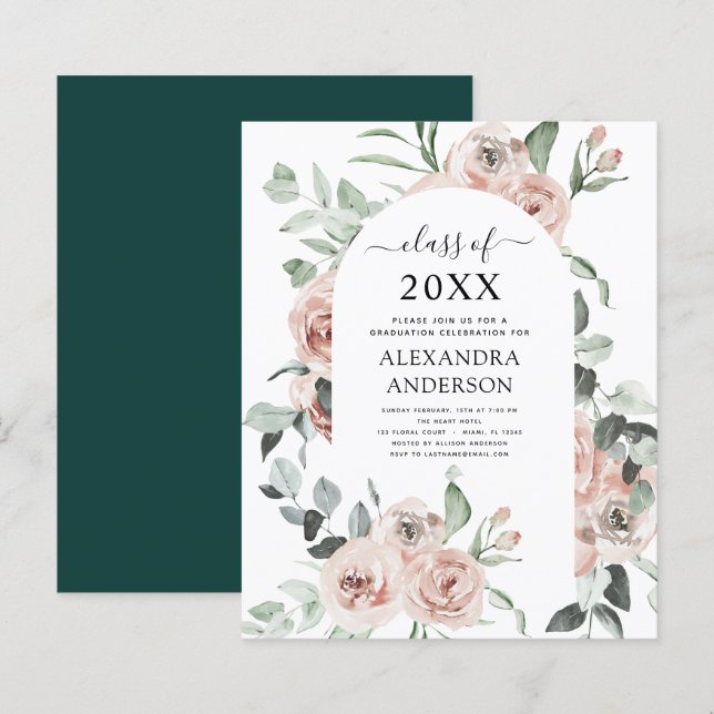 Haushalt 2023 Emerald Green Abschluss Floral (Vorne/Hinten)