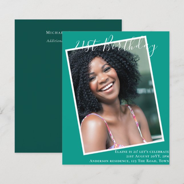 HAUSHALT 21. Geburtstag Einladung FOTO Keepake (Vorne/Hinten)